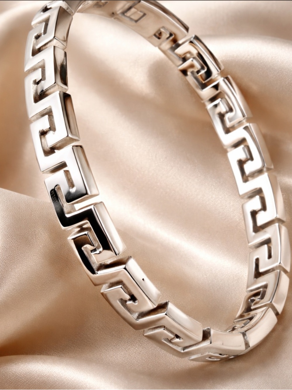 Fashion Jewelry Silver Greek Key Bangle Bracelet
